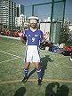 Japanユニホームの視覚障害者サッカー選手の写真